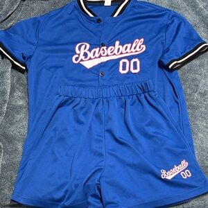 SHEIN Blue Baseball Kids Matching Set